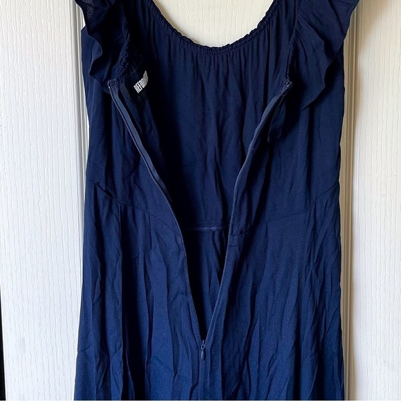 Reformation Verbena Off Shoulder Ruffle Maxi Gown Wedding Navy Size 10 EUC - Picture 5 of 7